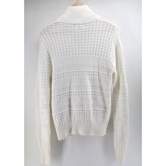 Gant x‎ Michael Bastian 1/4 zip Quarter White Cable Knit Sweater Small - Picture 10 of 11